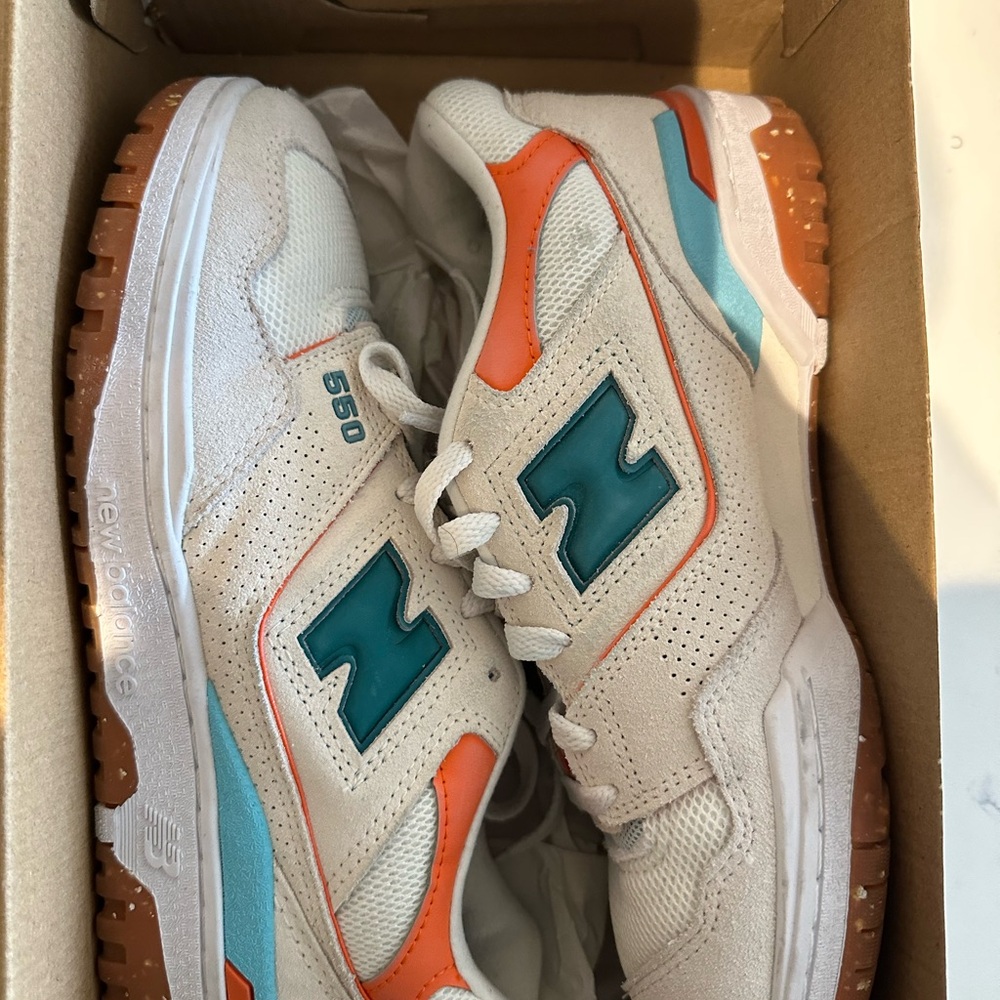 New Balance 550 White Teal Orange Sneakers